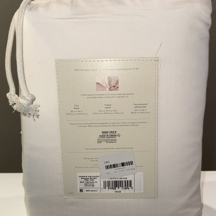 Casaluna 300 Count Temperature Balancing Solid Sheet Set Full White