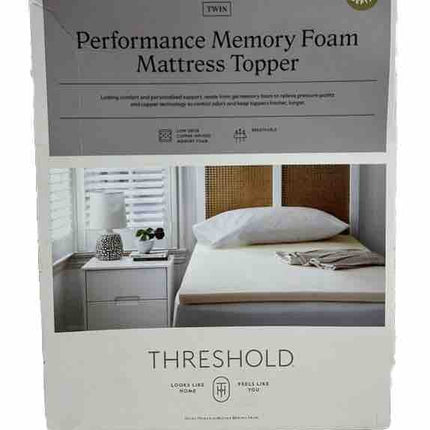 Threshold 100% Memory Foam Twin 1.5in Cool Touch Mattress Topper Cream