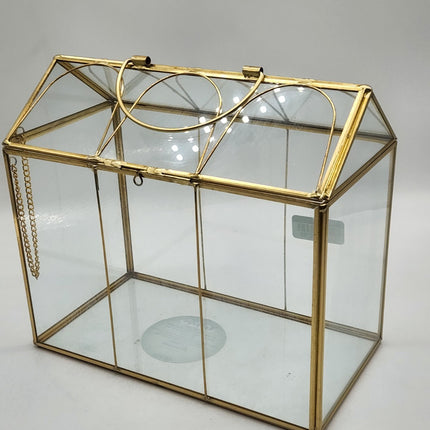 Hearth & Hand Gold Brass Decorative Glass Medium Greenhouse Scalloped Accents