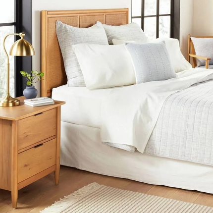 Hearth & Hand Queen Linen Blend Hem Stitch 4-Piece Sheet Set Sour Cream