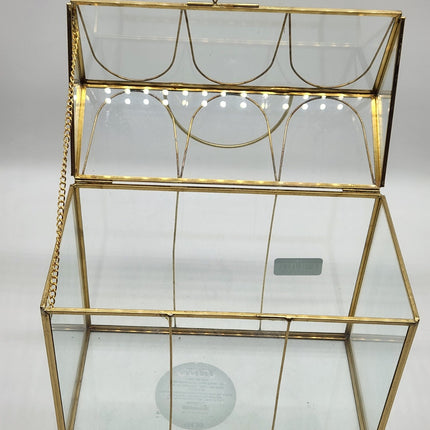 Hearth & Hand Gold Brass Decorative Glass Medium Greenhouse Scalloped Accents