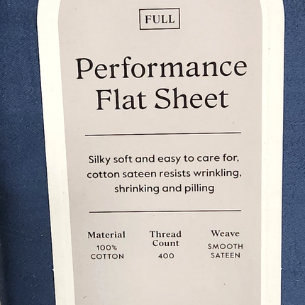 Threshold 400 Thread Count Performance Flat Sheet Full Metallic Blue