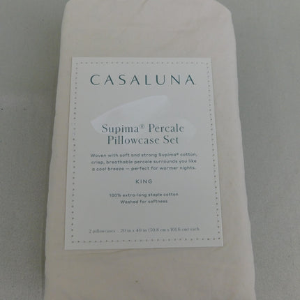 Casaluna Supima Cotton Percale King Pillowcase Set 2pk Natural