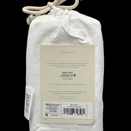 Casaluna Supima Sateen Pillowcase Set King 20x40in White
