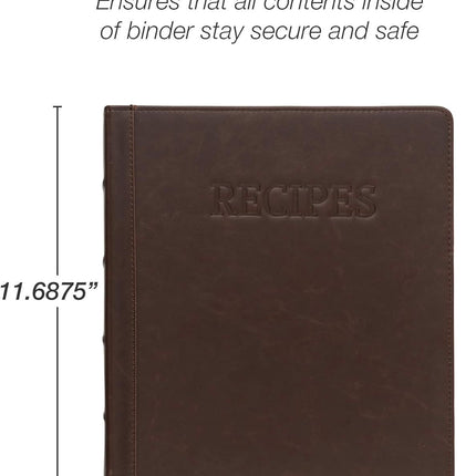 Samsill 1 Inch Faux Leather 3 Ring Recipe Binder Brown