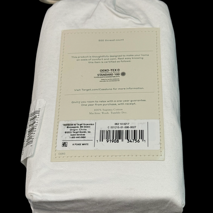 Casaluna Supima Sateen Pillowcase Set King 20x40in White