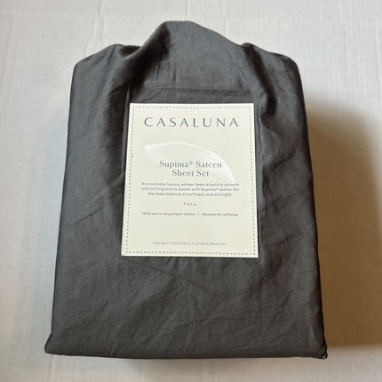 Casaluna 500 Thread Count Supima Sateen Full Sheet Set Dark Gray