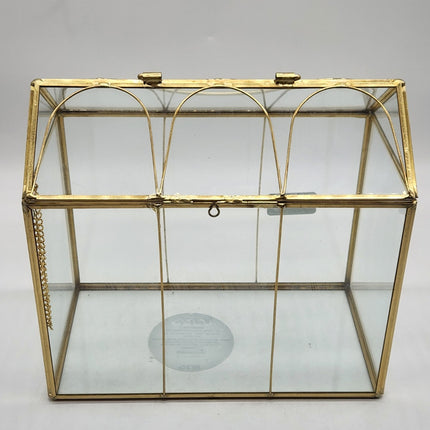 Hearth & Hand Gold Brass Decorative Glass Medium Greenhouse Scalloped Accents