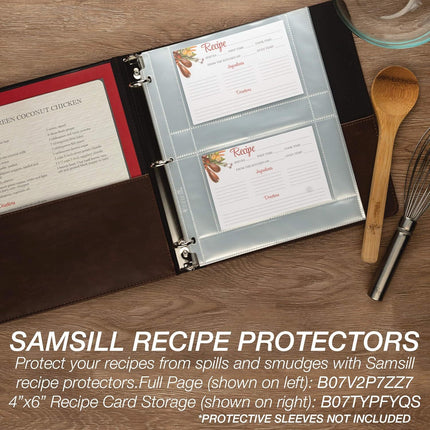 Samsill 1 Inch Faux Leather 3 Ring Recipe Binder Brown