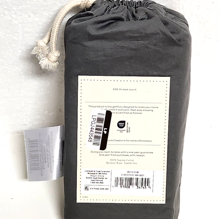 Casaluna 500 Thread Count Sateen Pillowcase Set Standard Size Dark Gray