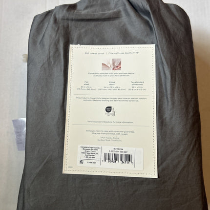 Casaluna 500 Thread Count Supima Sateen Full Sheet Set Dark Gray