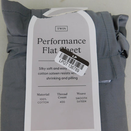 Threshold Performance 400TC Cotton Sateen Twin Flat Sheet Dark Gray
