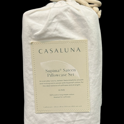 Casaluna Supima Sateen Pillowcase Set King 20x40in White