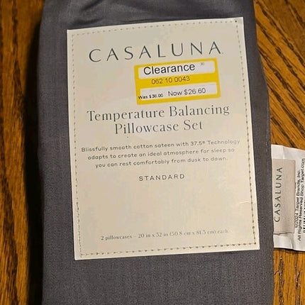 Casaluna 300 TC Temperature Regulating Pillowcase Set Standard Size Metal Grey