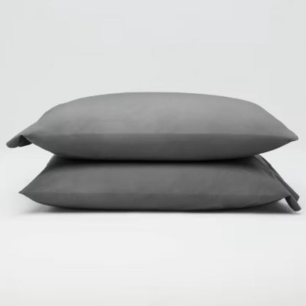 Casaluna Washed Supima Percale King Pillowcase Set 2-Pack Dark Gray