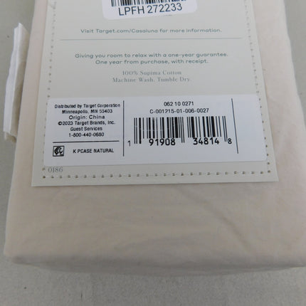 Casaluna Supima Cotton Percale King Pillowcase Set 2pk Natural