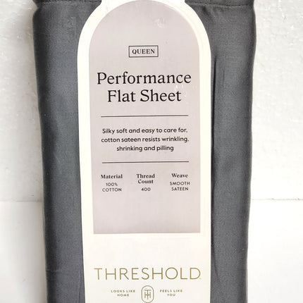 Threshold Queen 400 Thread Count Performance Flat Sheet Radiant Gray