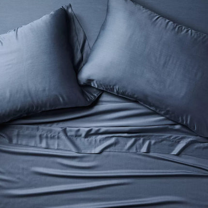 Casaluna 400 Thread Count Rayon from Bamboo Sheet Set King Dark Mineral Blue