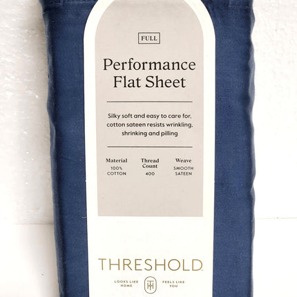 Threshold 400 Thread Count Performance Flat Sheet Full Metallic Blue