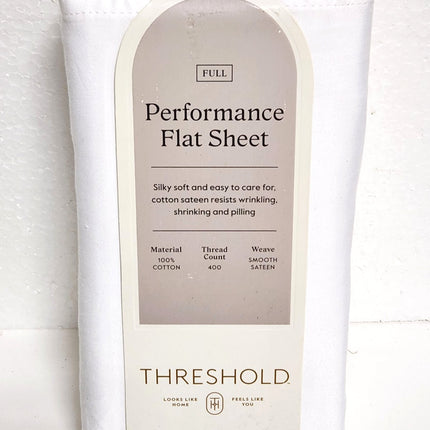 Threshold 400 Thread Count Sateen Full Size Flat Sheet White
