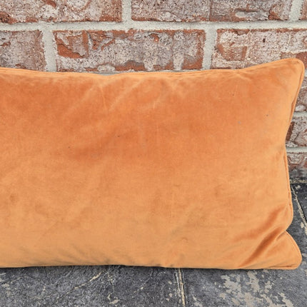 Alerfa 12x20in Orange Lumbar Pillow Maple Leaf Embroidery Cut Velvet