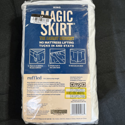 Magic Skirt Bed Skirt Elastic Band Pre-Shrunk White King