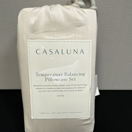 Casaluna King 300 TC Temp Regulating Pillowcase Set Snowfall White