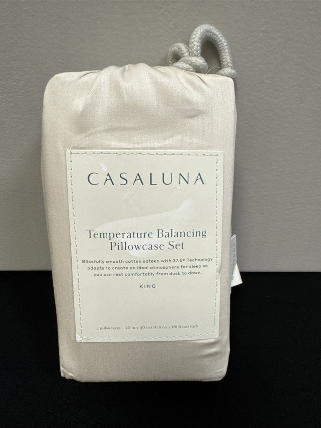 Casaluna King 300 TC Temp Regulating Pillowcase Set Snowfall White