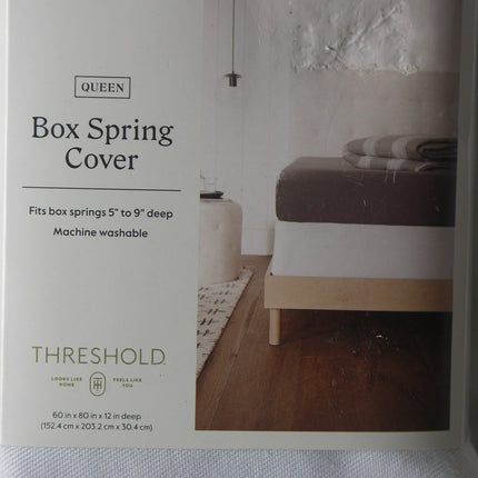 Threshold Queen Deep White Box Spring Cover 60x80x12in OEKO-TEX