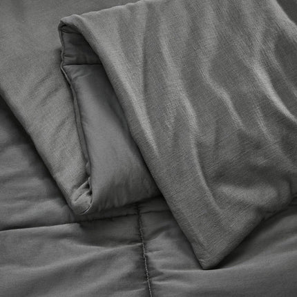 Casaluna Heavyweight Linen Blend Comforter & Sham Set Full/Queen Dark Gray