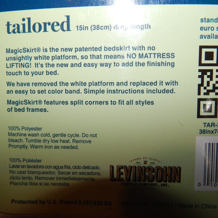 Magic Skirt Twin Size Tailored Bed Skirt 15in Drop White