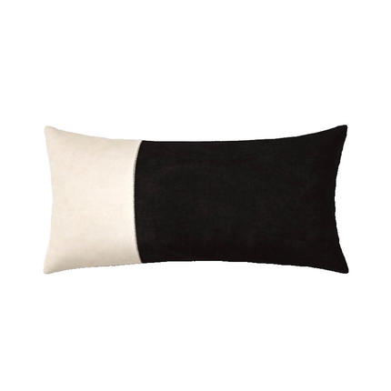 Threshold Black & Cream Colorblock Faux Suede Lumbar Pillow 12x24in