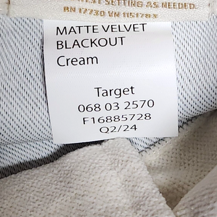 Threshold Blackout Velvet Window Curtain Panel 50x84in Cream