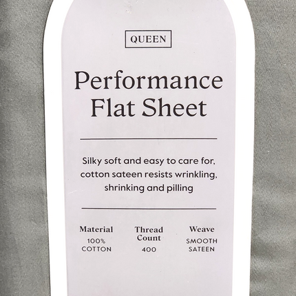 Threshold Queen Size 400 Thread Count Performance Flat Sheet - Classic Gray