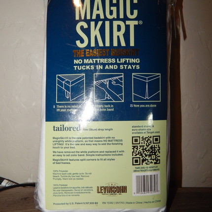 Magic Skirt Twin Size Tailored Bed Skirt 15in Drop White