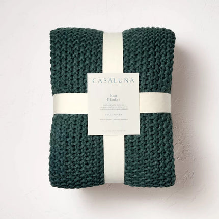 Casaluna Chunky Acrylic Sweater Knit Blanket Full/Queen Dark Teal