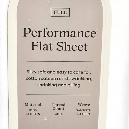 Threshold 400 Thread Count Sateen Full Size Flat Sheet White