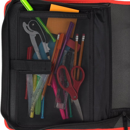 Fire Red 2-Inch Zipper Binder with 5-Tab Expanding File