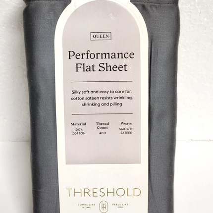 Threshold Queen 400 Thread Count Performance Flat Sheet Radiant Gray