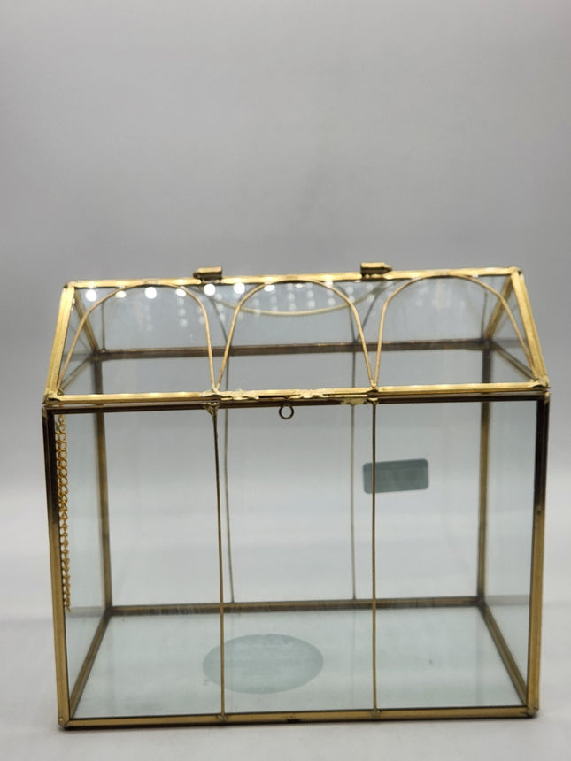Hearth & Hand Gold Brass Decorative Glass Medium Greenhouse Scalloped Accents
