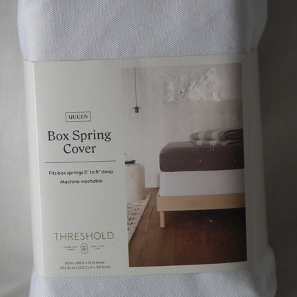 Threshold Queen Deep White Box Spring Cover 60x80x12in OEKO-TEX
