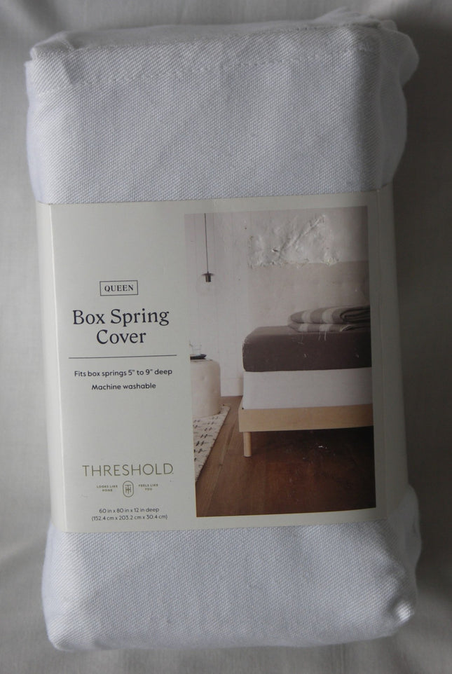 Threshold Queen Deep White Box Spring Cover 60x80x12in OEKO-TEX