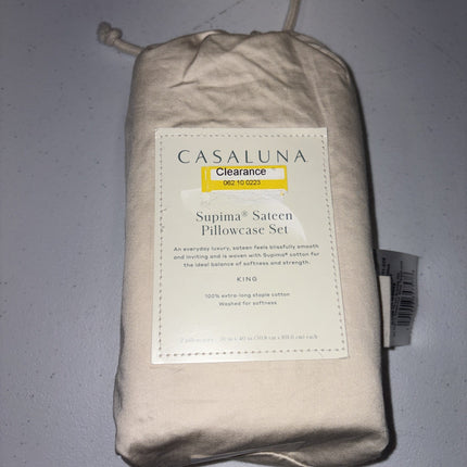 Casaluna Supima Sateen King Size Pillowcase Set Natural