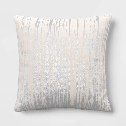 Threshold Metallic Stripe Throw Pillows 18In Cream Silver Set of 2