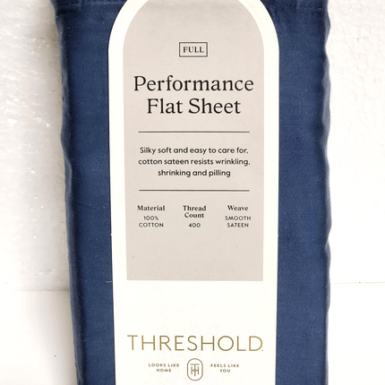 Threshold 400 Thread Count Performance Flat Sheet Full Metallic Blue
