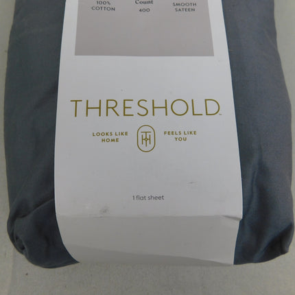 Threshold Performance 400TC Cotton Sateen Twin Flat Sheet Dark Gray