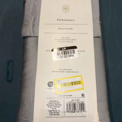 Threshold Performance 400 Thread Count Full Flat Sheet Classic Gray