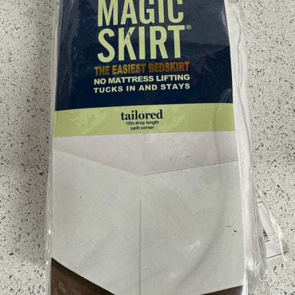 King Bed Skirt Tailored 15" Drop Wrap White Polyester