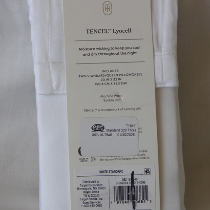 Threshold Cool Tencel Lyocell Pillowcases Standard/Queen White