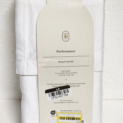 Threshold 400 Thread Count Sateen Full Size Flat Sheet White